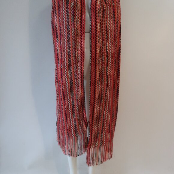 NWT Womens Missoni Multicolor Viscose Chevron Fringed Wrap Scarf Shawl OS - Picture 6 of 15